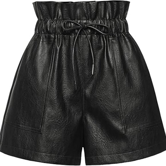 NWT WOMENS LEATHER HIGH WAISTED SHORTS SIZE MEDIUM - Picture 1 of 4
